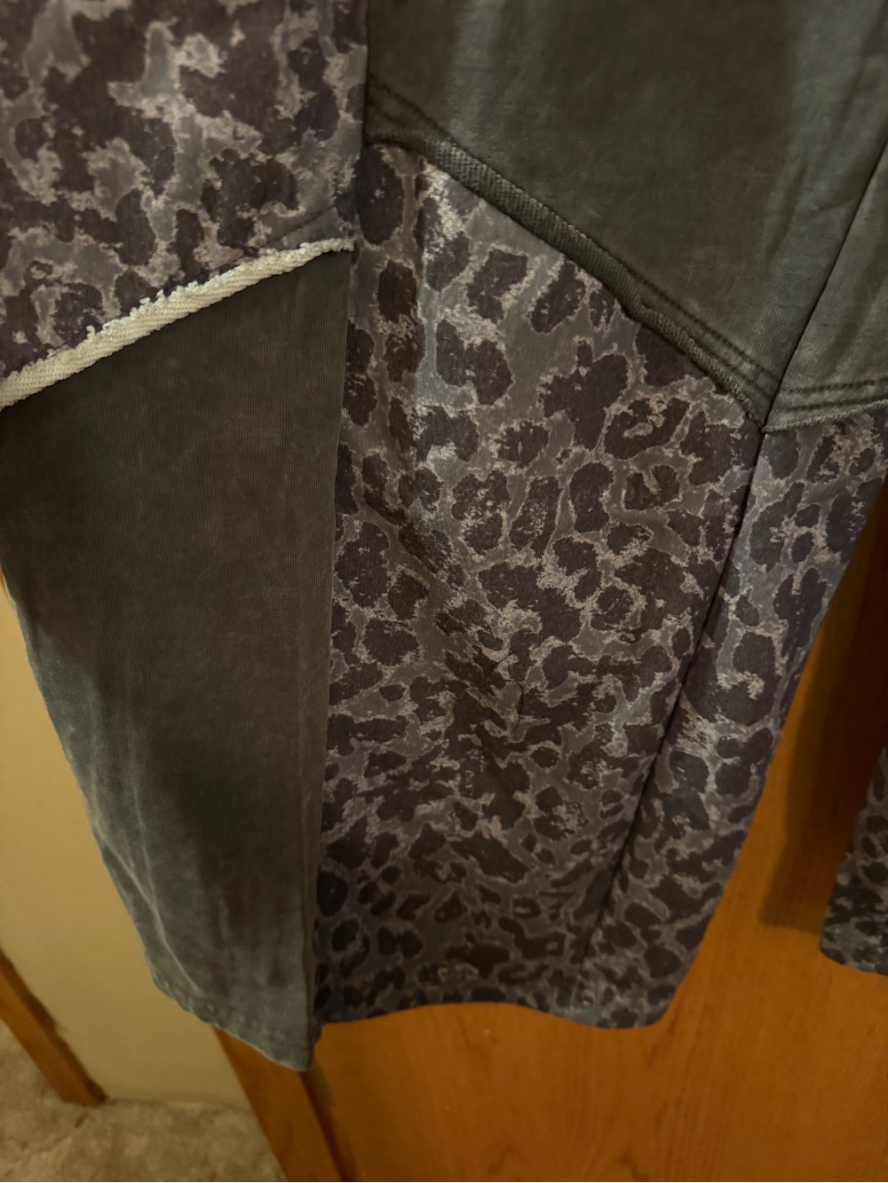 Women's Gray Patchwork casual pants - Neutral Animal Print - Picture 2 of 3